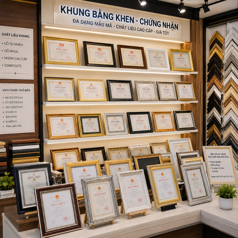 khung bang khen a5 phu hop moi khong gian