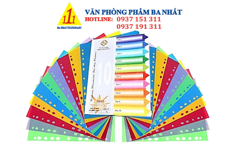 Bìa phân trang nhựa 10 số giá tốt chất lượng tại VPP Ba Nhất