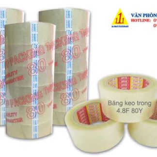 Top 6 loại keo dán giấy bìa cứng, bìa carton phổ biến hiện nay 11 băng keo, băng keo trong, băng keo trong cuộn lớn, băng keo trong 4.8F 80Y, keo trong 4.8F 80Y