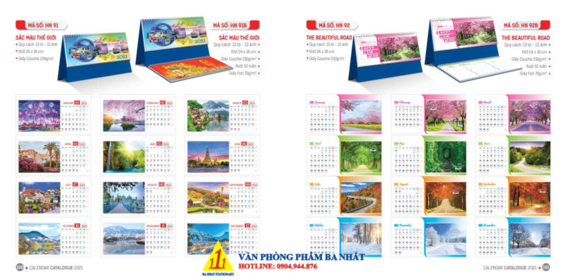 lịch lò xo giữa 13 tờ