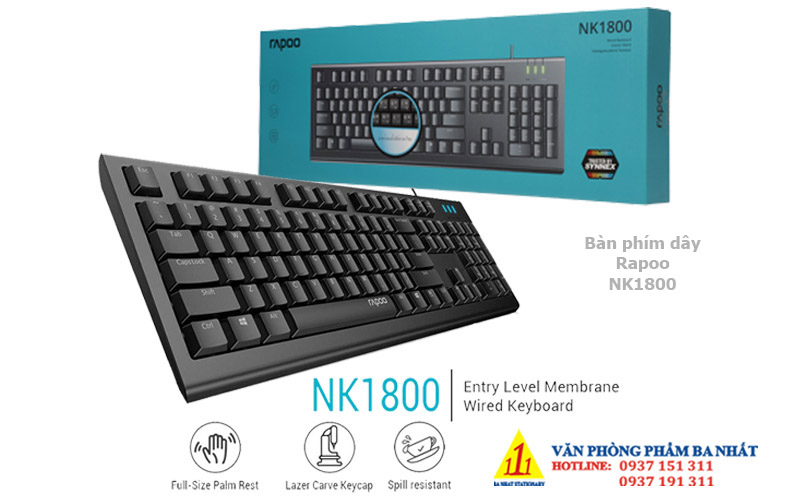 bàn phím máy tính, bàn phím giá rẻ, bàn phím có dây rapoo NK1800
