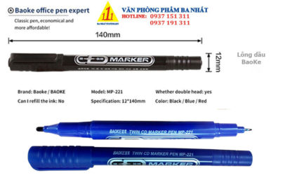 Baoke mp211, bút lông dầu 2 đầu nhỏ, bút lông dầu Baoke MP211