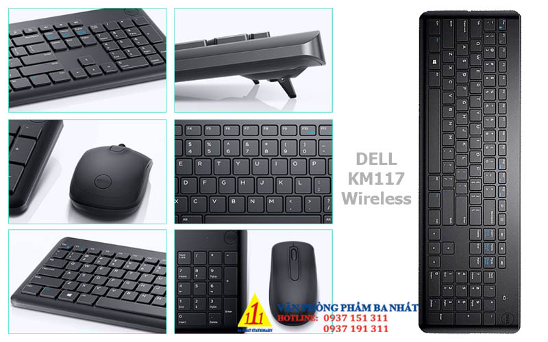 Bàn phím chuột không dây Dell KM117, combo bàn phím chuột không dây, Dell KM117