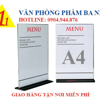 kệ mica a4 chữ T, kệ menu mica, khay menu mica A4 đứng chữ T, bảng menu đứng chữ T