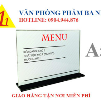 kệ mica a5 chữ T, kệ menu mica, khay menu mica A5 ngang chữ T, bảng menu ngang chữ T