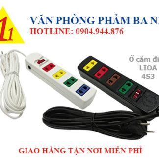 ổ cắm điện 4 lỗ, ổ cắm điện nối dài, ổ cắm điện lioa 4S3