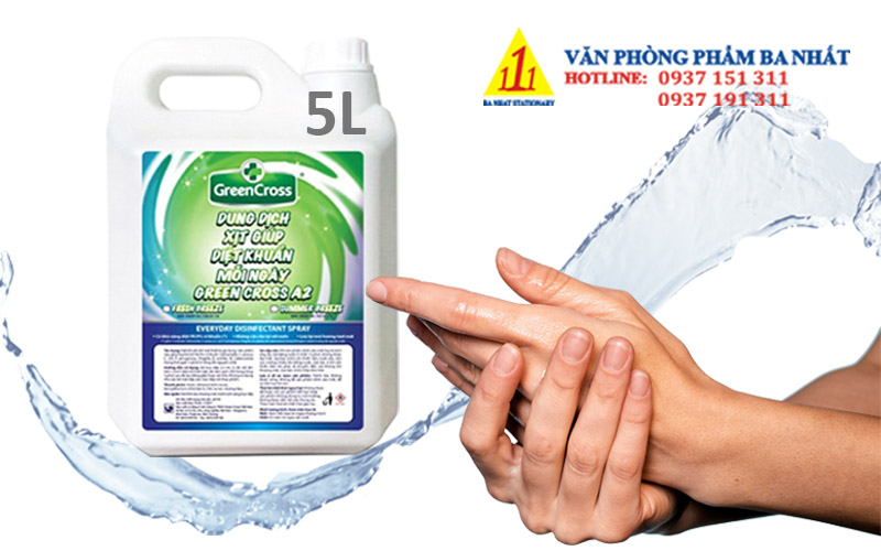 nước rửa tay khô green cross A2 5 lít, dung dịch rửa tay khô green cross A2 5L