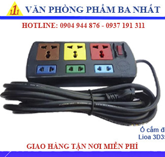 ổ cắm điện, ổ cắm lioa 3d3s52, ổ cắm điện 6 lỗ dây 5m Lioa