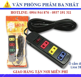 ổ cắm điện, ổ cắm lioa 3s3, ổ cắm điện 3 lỗ dây 3m Lioa