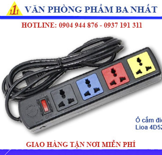 ổ cắm điện, ổ cắm lioa 4d52n, ổ cắm điện 4 lỗ 3 chấu dây 5m Lioa