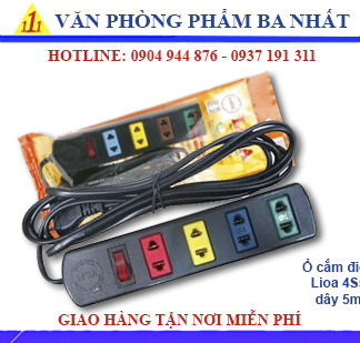 ổ cắm điện, ổ cắm lioa 4S5, ổ cắm điện 4 lỗ dây 5m Lioa