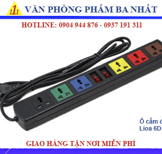 ổ cắm điện, ổ cắm lioa 6d52n, ổ cắm điện 6 lỗ 3 chấu dây 5m Lioa