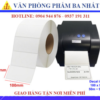Giấy in tem nhiệt 100x50, Decal in nhiệt 100x50 mm cuộn 50m có 900 tem