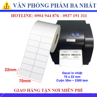 Decal in nhiệt 70x22 mm cuộn 30m có 2300 tem