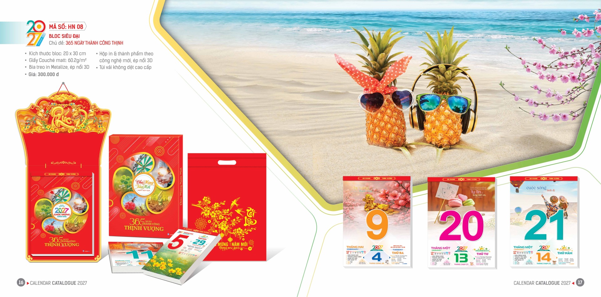 Lịch Bloc siêu đại 2027 Đinh Mùi | In bloc lịch siêu đại giá rẻ 6 catalogue 16 17