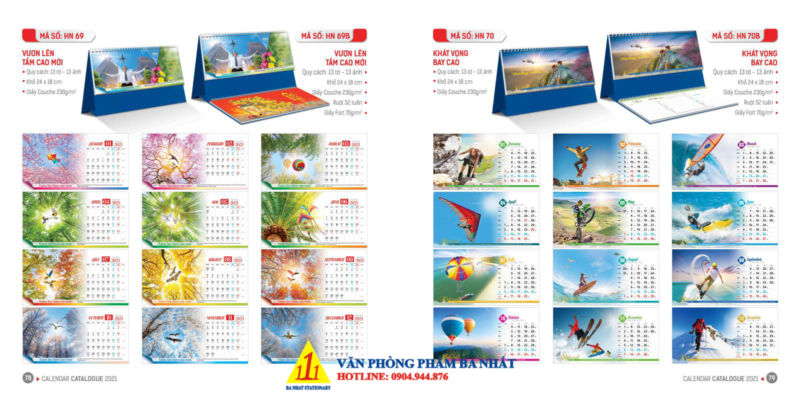 Chọn mua lịch để bàn kích thước
