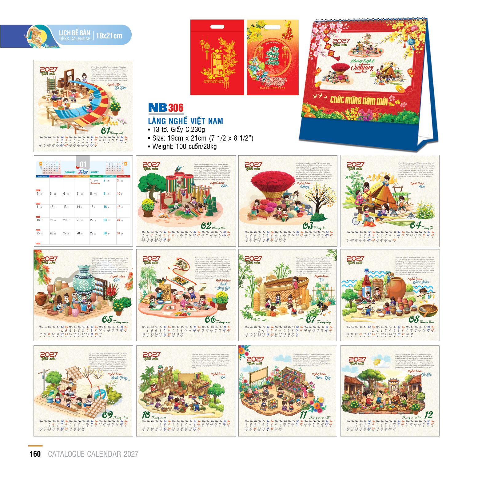 Lịch đề bàn chữ A 13 tờ 19x21 cm PN 12 1 7
