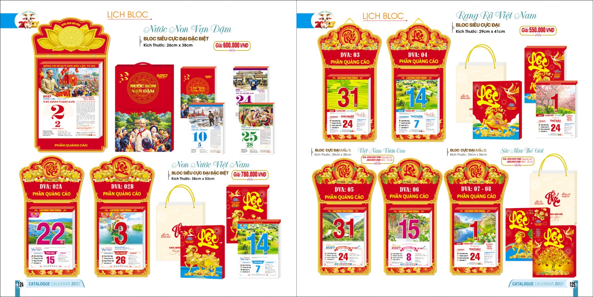 Báo giá in lịch Tết Hồ Chí Minh mới nhất 2027 29 catalogue binh minh 2027 trang 124 trang 125 copy