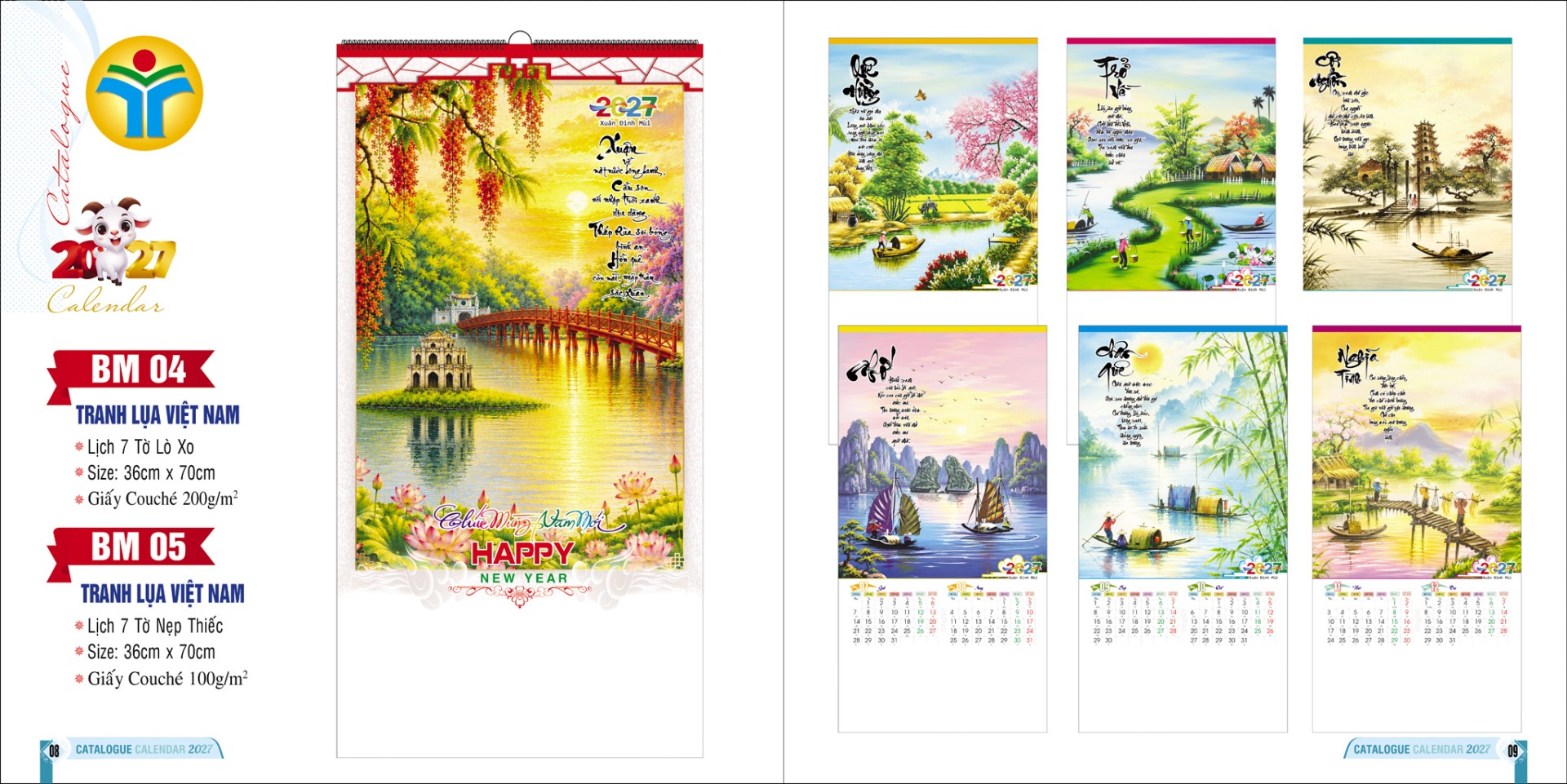 In lịch tờ giá rẻ tại TP HCM 19 catalogue binh minh 2027 trang 8 trang 9 copy