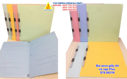 Bìa acco giấy PLUS có nẹp, bìa acco giấy có nẹp plus a4 s78 0021n, bìa accord giấy có nẹp plus