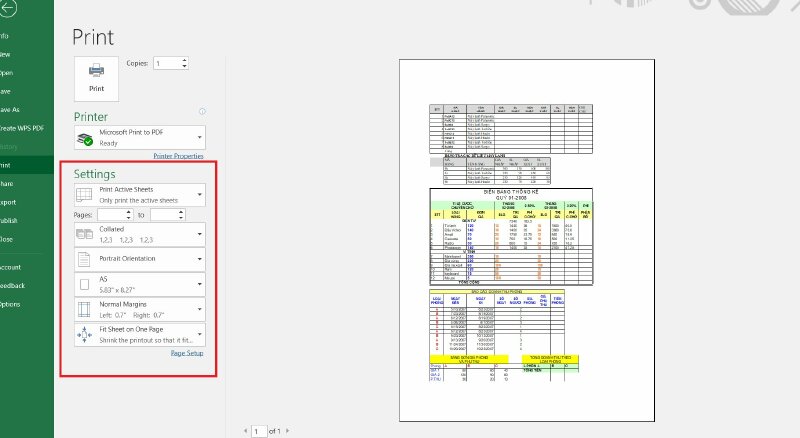 Cách in nhiều trang Excel thành một trang A4