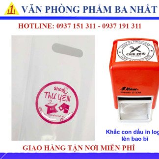 con dấu in logo lên bao bì, khắc con dấu in logo trên bao bì