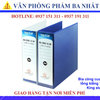 bìa còng cua 10cm lồng kiếng 2 mặt si King star, Bìa 2 còng D 10cm xi kiếng A4