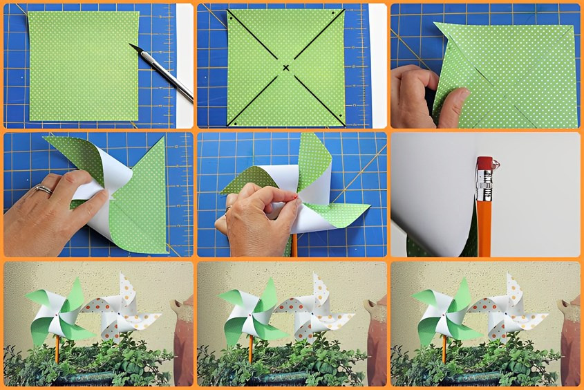 Cách làm chong chóng giấy 4 cánh