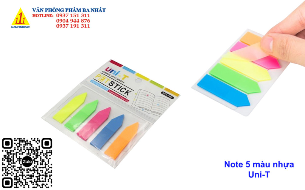 Giấy Note 5 màu nhựa Uni-T