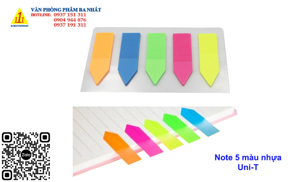 Giấy Note 5 màu nhựa Uni-T