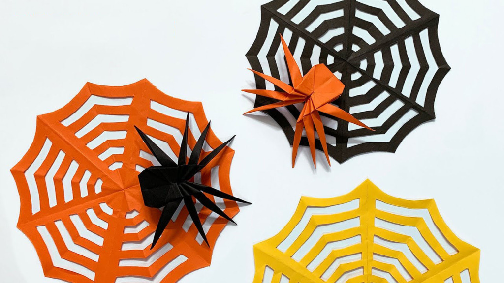 Làm con nhện trang trí Halloween bằng giấy
