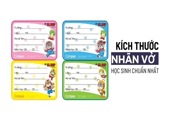 Kích thước của nhãn vở học sinh tiêu chuẩn là bao nhiêu?