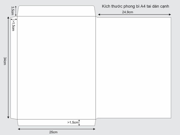 Kích thước tiêu chuẩn của phong bì A4