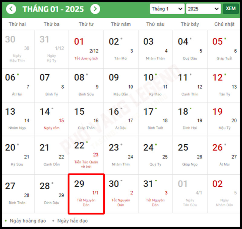 Lịch nghỉ Tết Âm lịch 2025 được nghỉ bao nhiêu ngày?