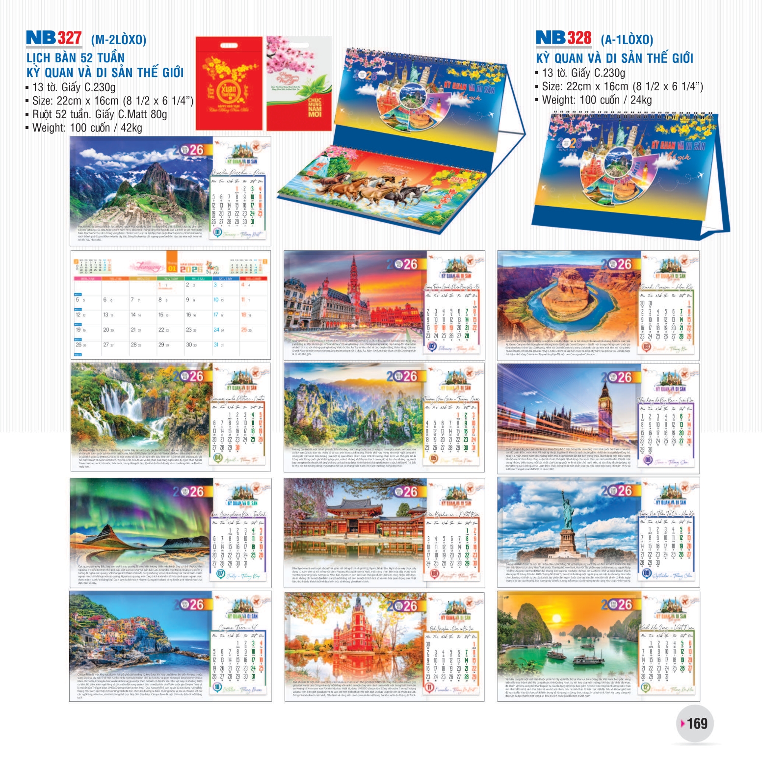 Lịch bàn 2026 hình ảnh kỳ quan nổi tiếng toàn cầu, in sắc nét, mang cảm hứng du lịch và khám phá thế giới.