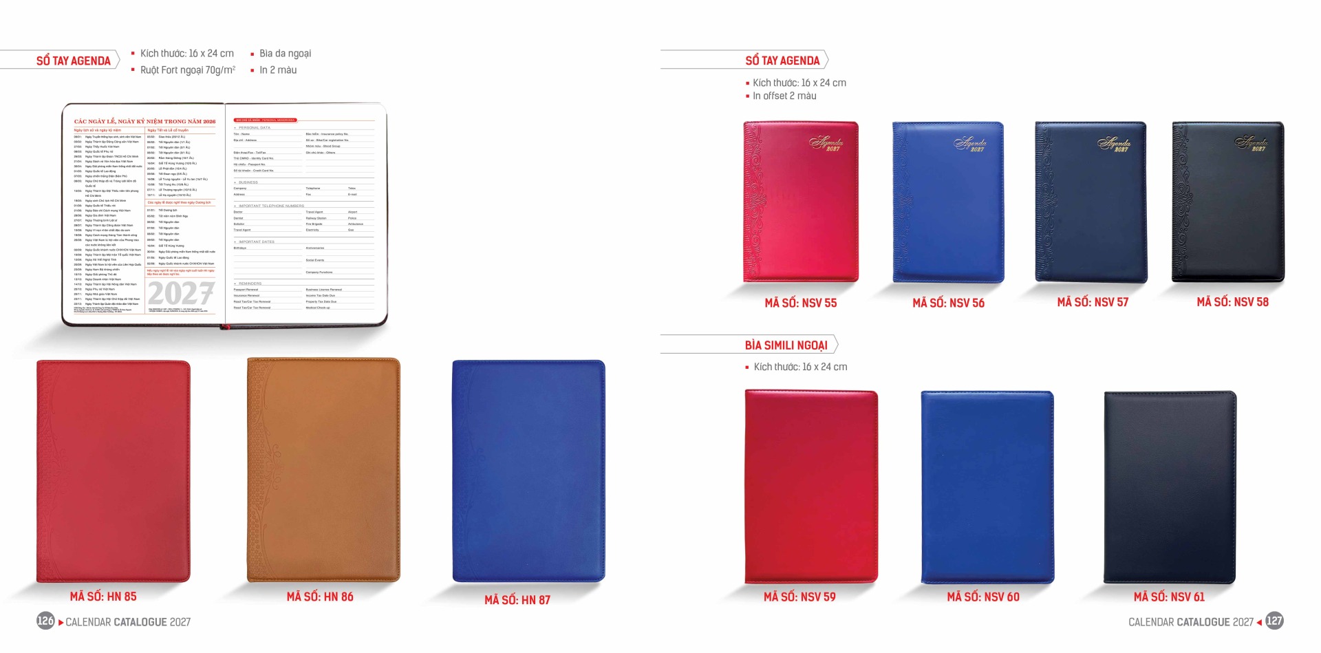 In lịch Tết số lượng ít Hồ Chí Minh theo yêu cầu 16 catalogue 126 127