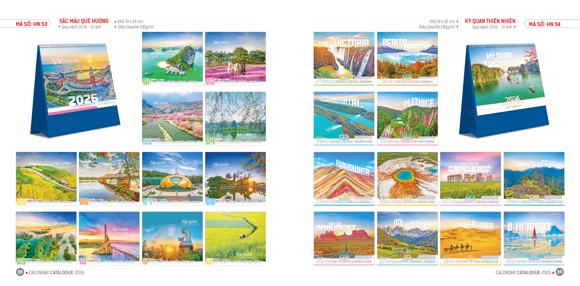 Lịch để bàn phong cảnh cho cuộc sống thêm vui 4 Hai mẫu lịch bàn phong cảnh Việt Nam và thế giới, tươi sáng, sang trọng, tôn vinh vẻ đẹp thiên nhiên muôn màu.