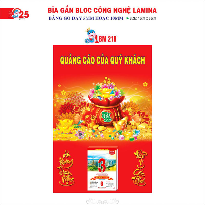 Bìa lịch Bloc 40x60cm cao cấp