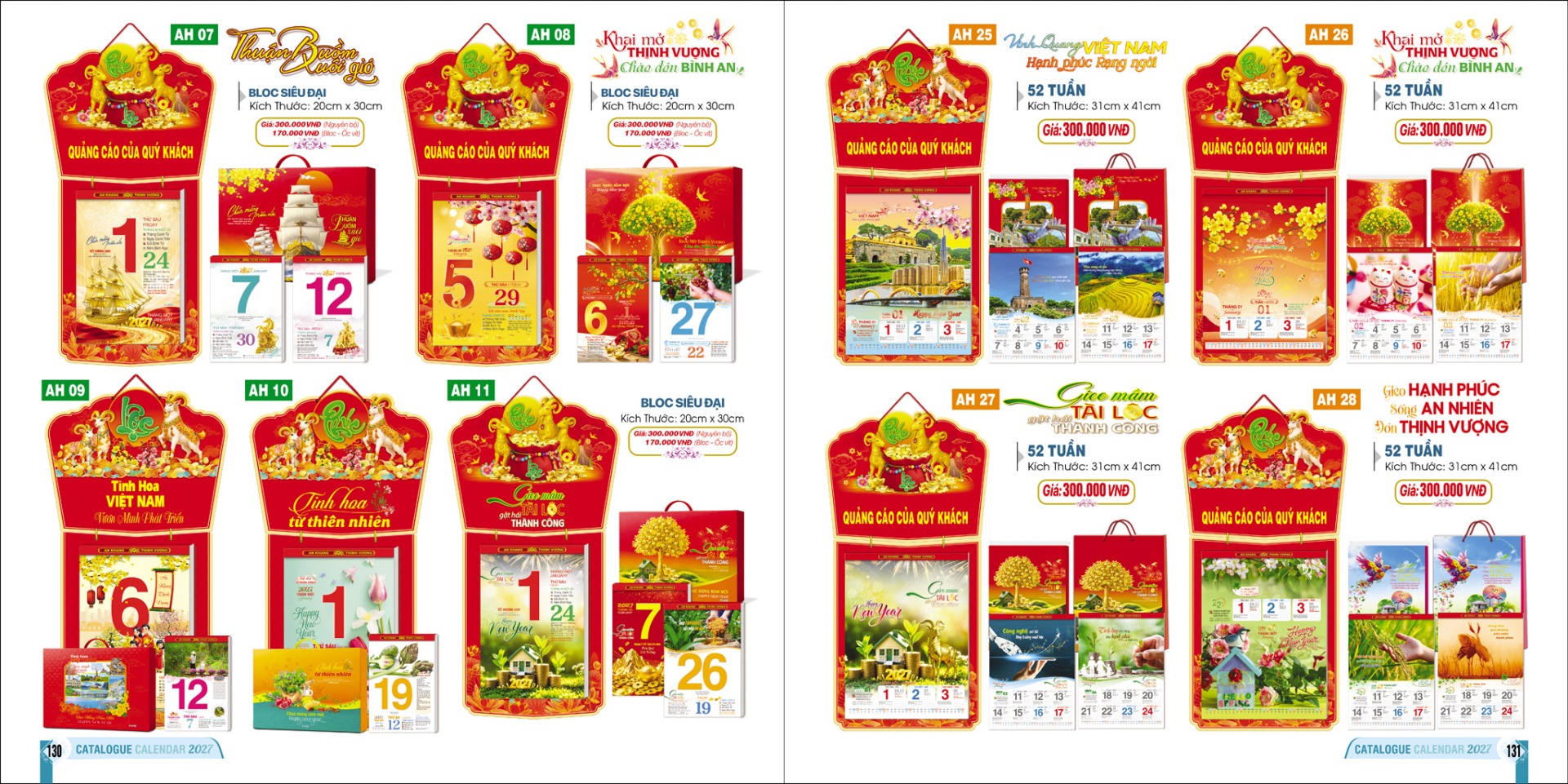 In lịch Tết 2027: Chọn mẫu nào đẹp? 30 catalogue binh minh 2027 trang 130 trang 131 copy