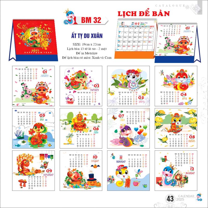 Lịch để bàn - Ất Tỵ du xuân