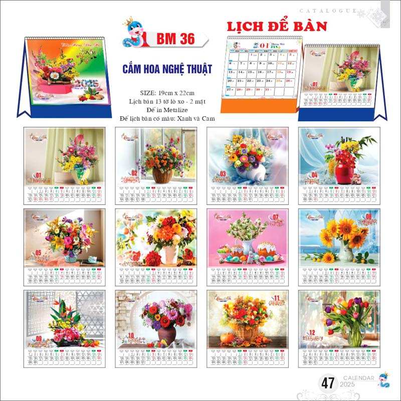 Lịch để bàn - Cắm hoa Nghệ Thuật 