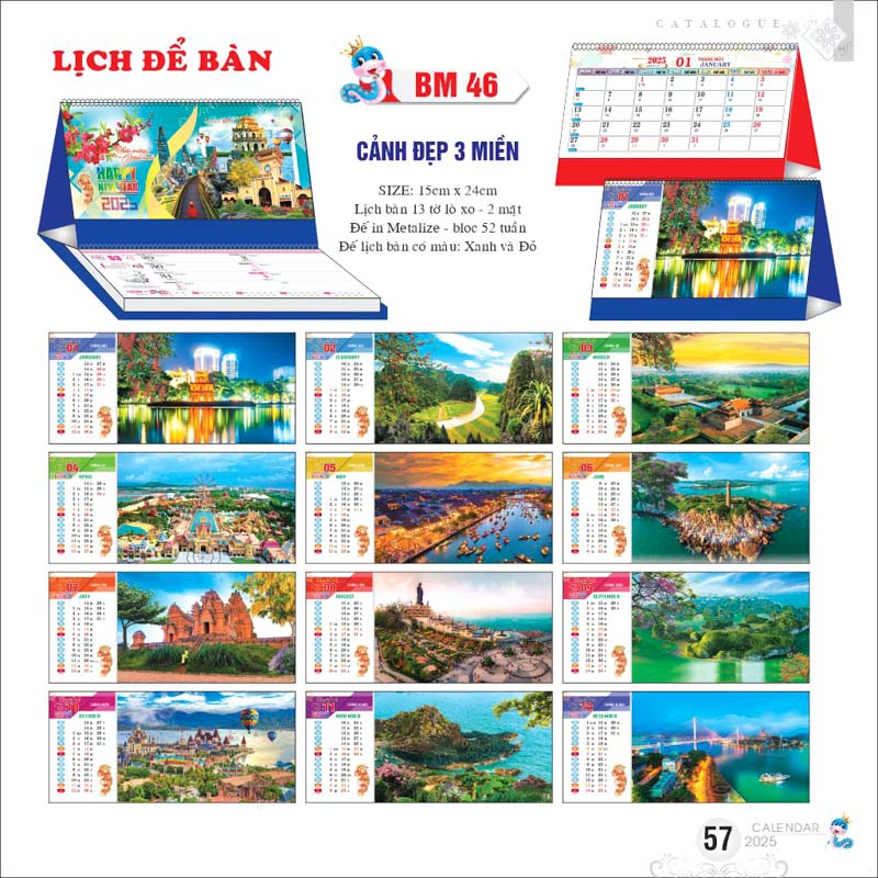 In lịch để bàn chữ M - Cảnh đẹp 3 miền