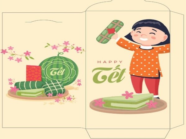 Bao lì xì bánh chưng phong cách hoạt hình