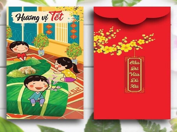 Bao lì xì bánh chưng và hình ảnh gia đình sum vầy