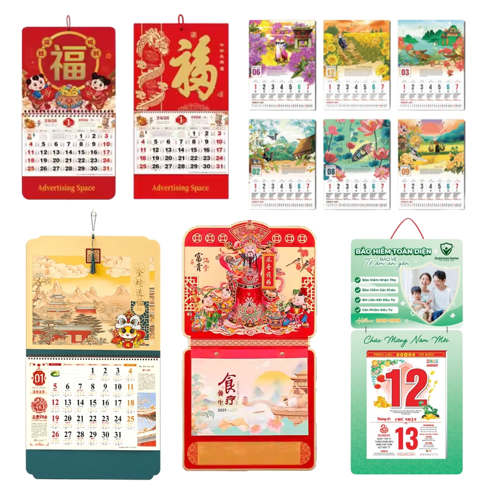 +99 mẫu in lịch tết treo tường 2026 Bính Ngọ sang trọng, ý nghĩa. Thiết kế độc quyền, in ấn chất lượng cao, giá ưu đãi cho doanh nghiệp!