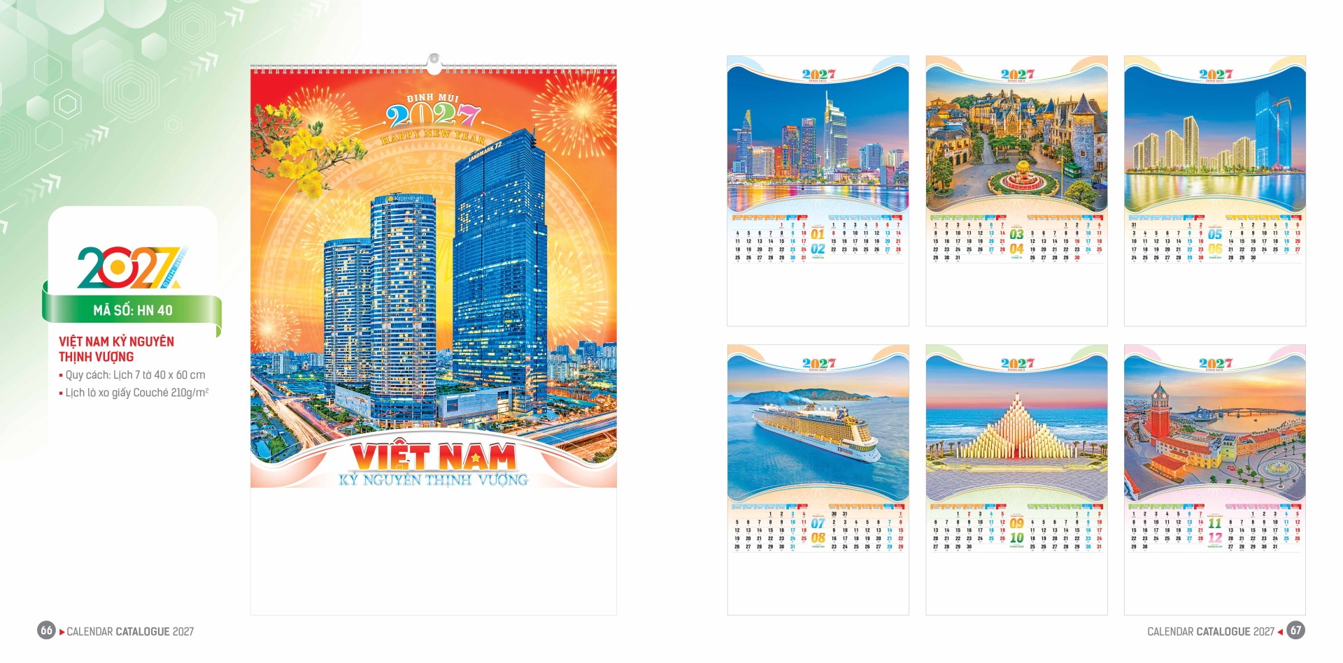 Lịch treo tường 7 tờ lò xo 19 catalogue 66 67