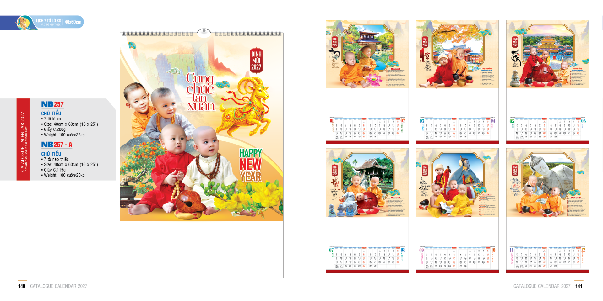 Tổng hợp mẫu lịch tết đẹp phật giáo 2027 giá tốt, chất lượng 14 140 141