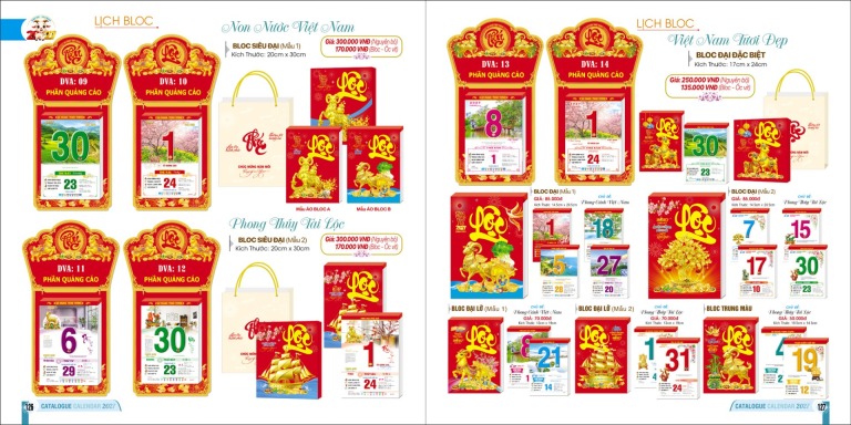 Mẫu lịch bloc Tết 2027 in logo doanh nghiệp