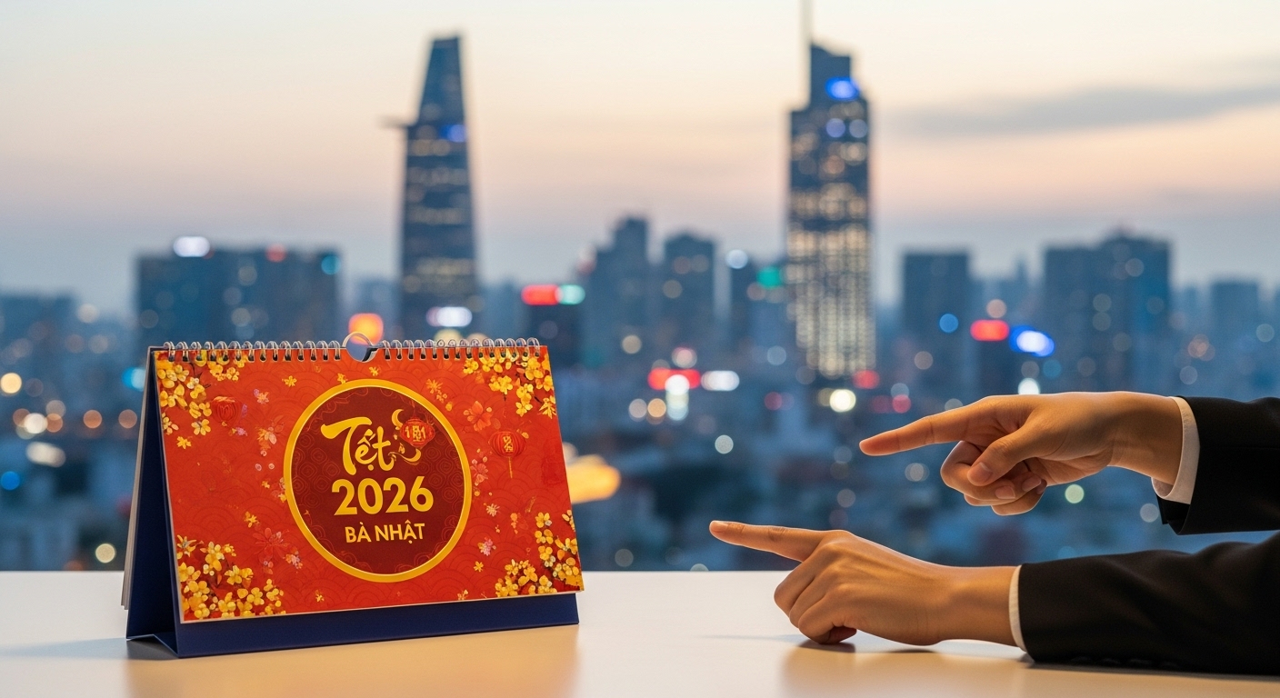 Lịch bàn gấp đang được sắp xếp trên bàn làm việc