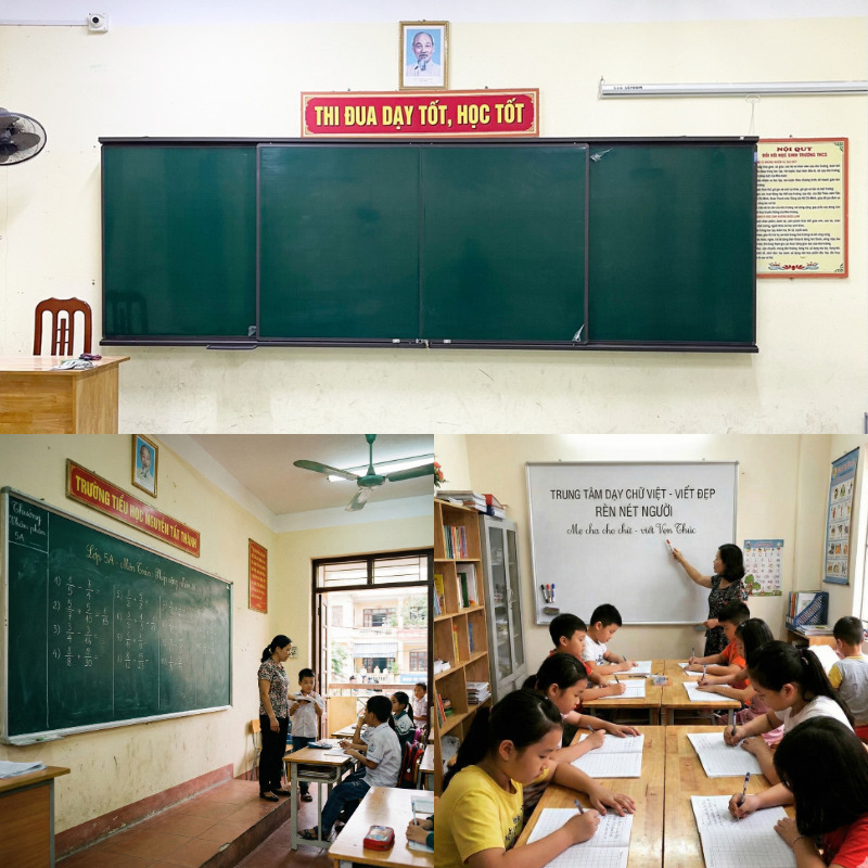 Những ưu điểm của bảng từ chống lóa Hàn Quốc cao cấp: Chống cận thị, bám phấn tốt, dễ lau chùi và độ bền vượt trội. Giải pháp vàng cho lớp học!